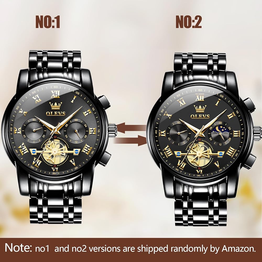 Amazon.com: Black Men's Watch Fashion Chronograph Stainless